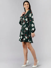Women Green Floral Printed Dress 1